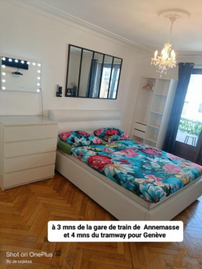 Chambre salle de bain et balcon privé - 3 mins à pied de la gare - Génève accès direct
